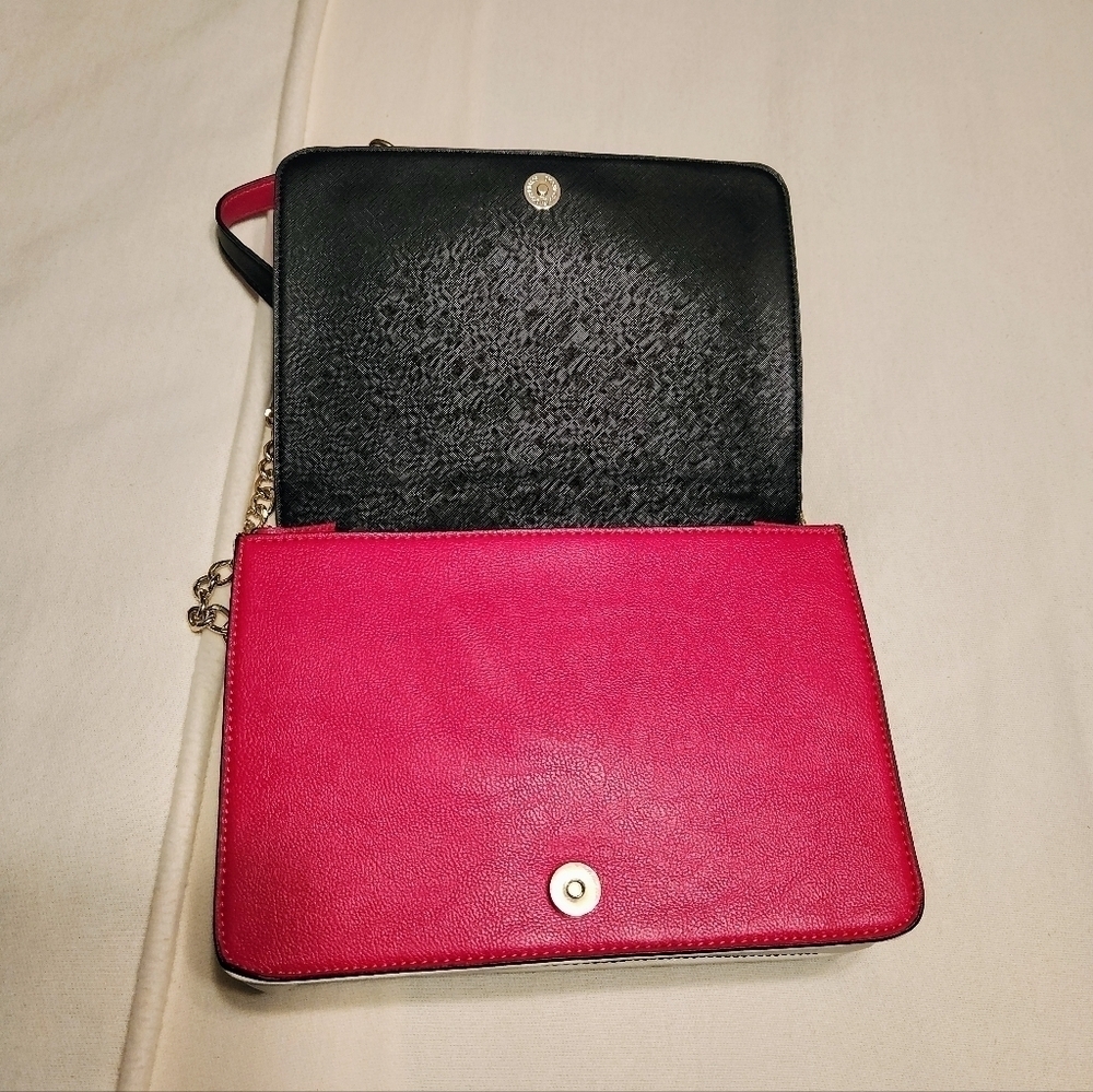 ❗️SOLD❗Betsey Johnson | Diagonal Stripe Front Pocket Foldover Flap Crossbody Bag - Picture 8 of 12
